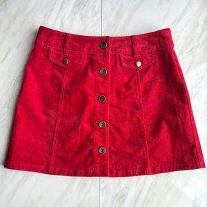 Forever 21 Red Corduroy Skirt